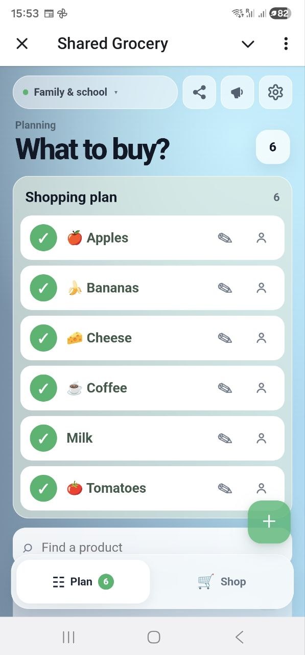 SharedGrocery persistent shared grocery list