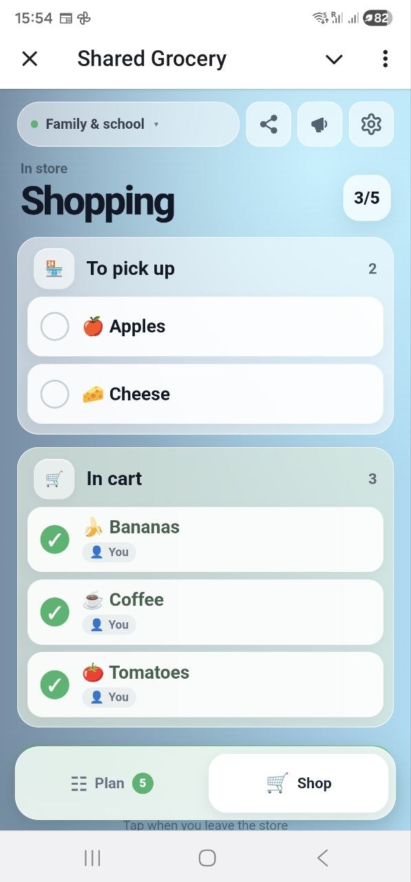 SharedGrocery shared shopping state