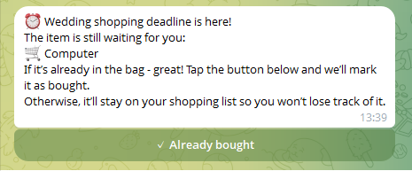 Personal reminder for special events